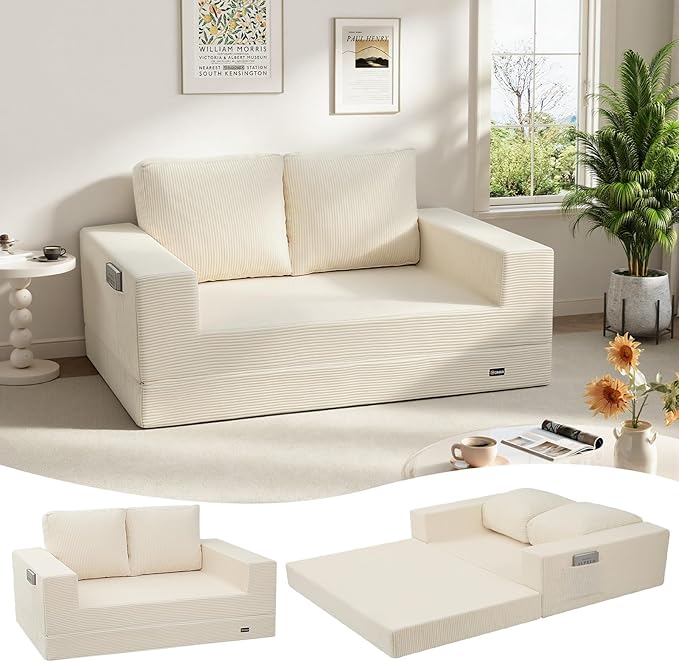 COMAX Convertible Sofa Bed Queen, Folding Fold Out Couch Bed, Floor Futon Couch