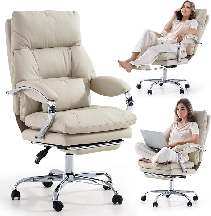 LEAGOO Office Chair with Foot Rest, Ergonomic Executive Office Chair with Arms