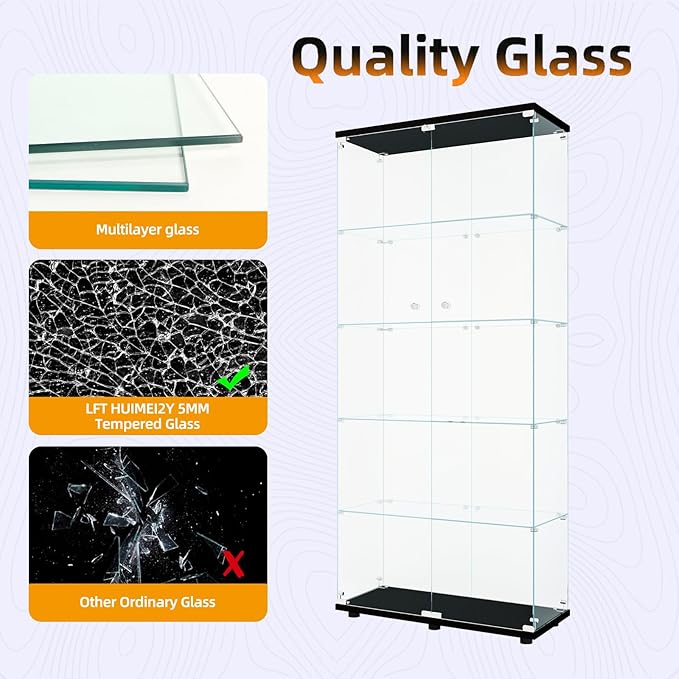LFT HUIMEI2Y Glass Display Cabinet 5-Shelf