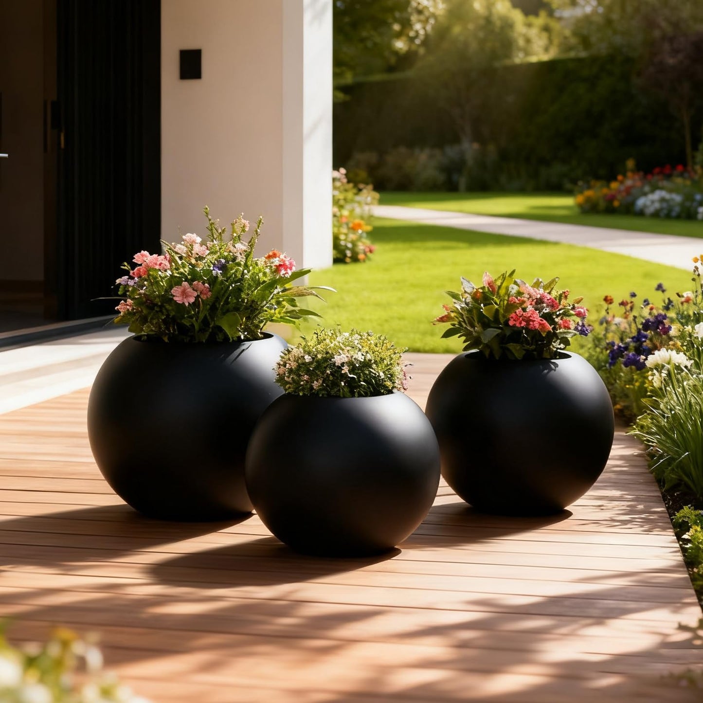 Yaghpy Large Round Planter,Planters for Indoor Plants & Outdoor,Durable Plastic Material Sphere Planter with Drainage Hole & Rubber Plug Weather Resistant,Plant Pot