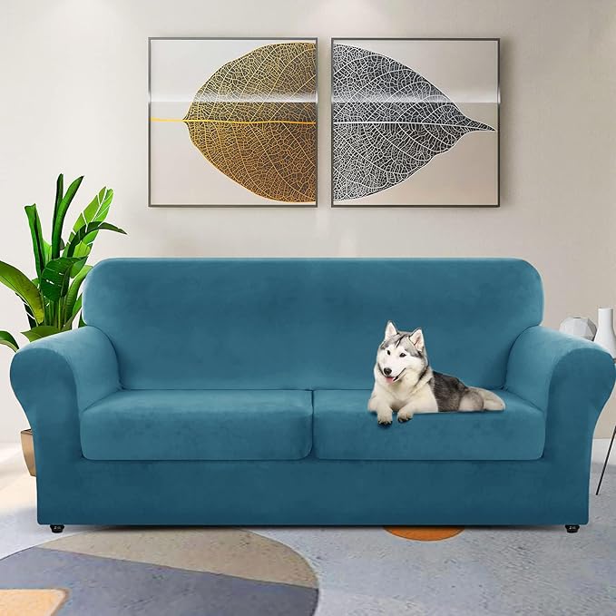 ZNSAYOTX Oversized Velvet 3 Piece Couch Cover