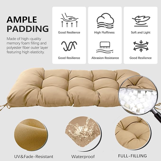 3 Pcs Wicker Chair Cushions Patio Loveseat Chaise Cushion Set