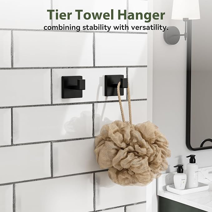 5-Pieces Matte Black Bathroom Hardware Set, 24 Inch Bathroom Towel Bar Set, SUS304 Stainless Steel Bathroom Hardware Accessories Set, Towel Racks for Bathroom Wall Mounted