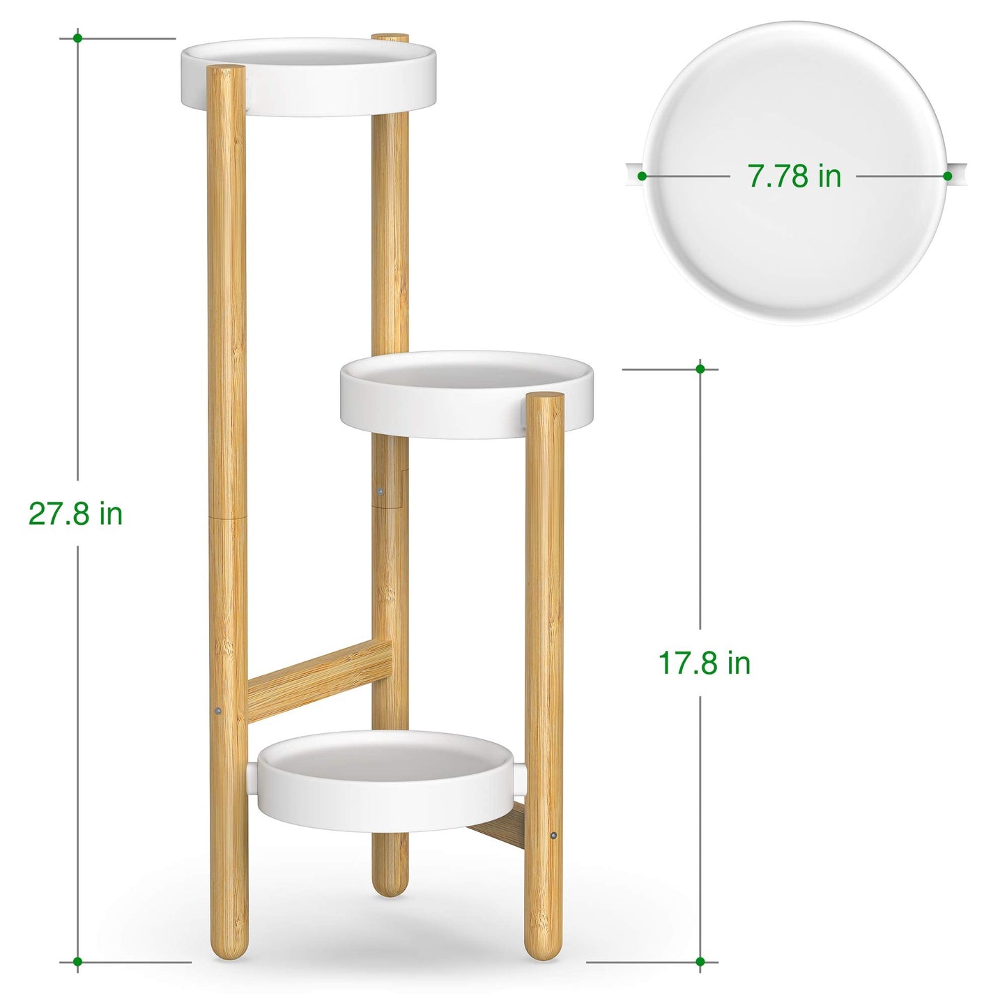 Wisuce Bamboo Plant Stands Indoor, 3 Tier Plant Stand Tall Corner Plant Stand Holder & Plant Display Rack for Outdoor Garden Indoor Home (3 Tier -1)