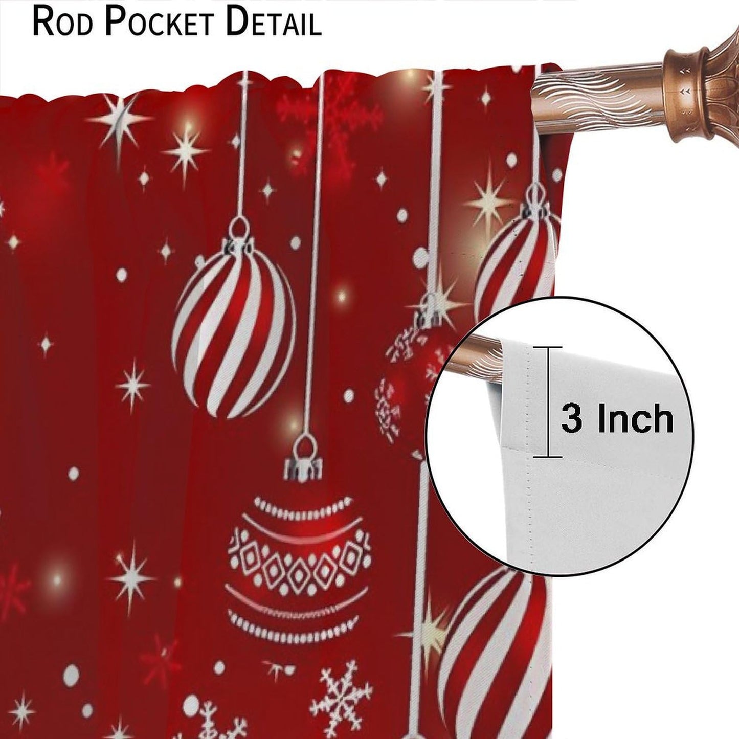 Red Christmas Snowflakes Curtain Merry Xmas Blackout Window Treatment for Living Room Bedroom Dining Home Decor Window Drapes 52" W X 84" L