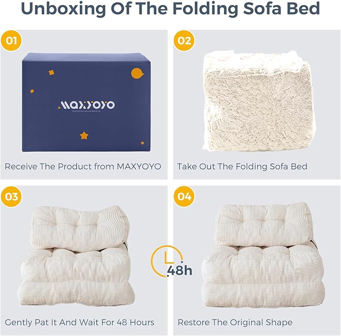MAXYOYO Folding Sofa Bed, Convertible Sleeper Chair