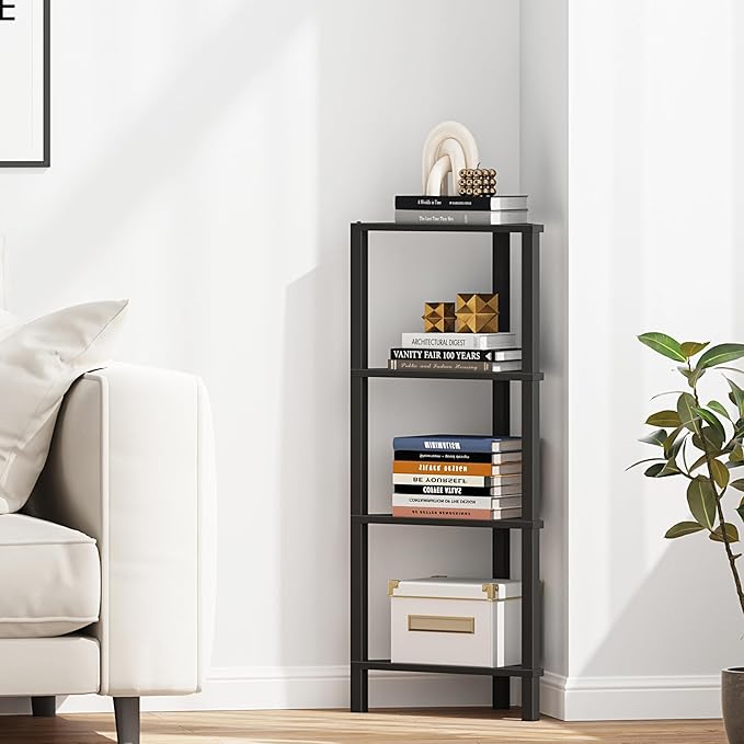 TUTOTAK Corner Shelf, 4-Tier Corner Bookshelf