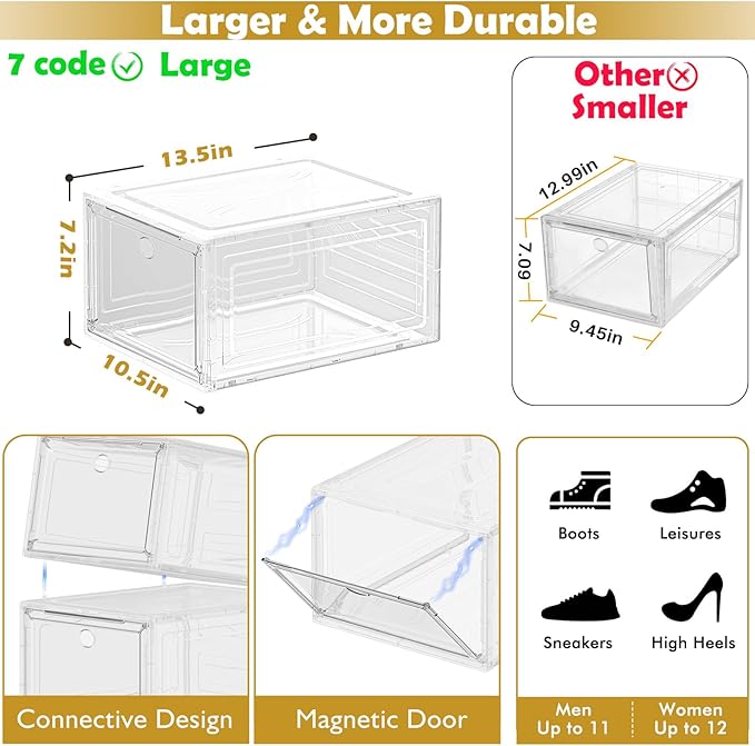 12 Pack Clear Shoe Storage Organizer