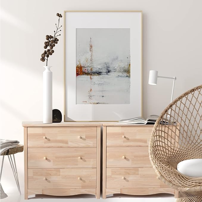 VINGLI Unfinished Solid Wood Dresser Color DIY, 3 Drawer Dresser, Natural