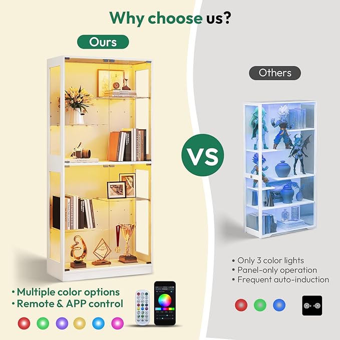 Lamtor 69-inch Glass Display Cabinet – Curio Cabinet