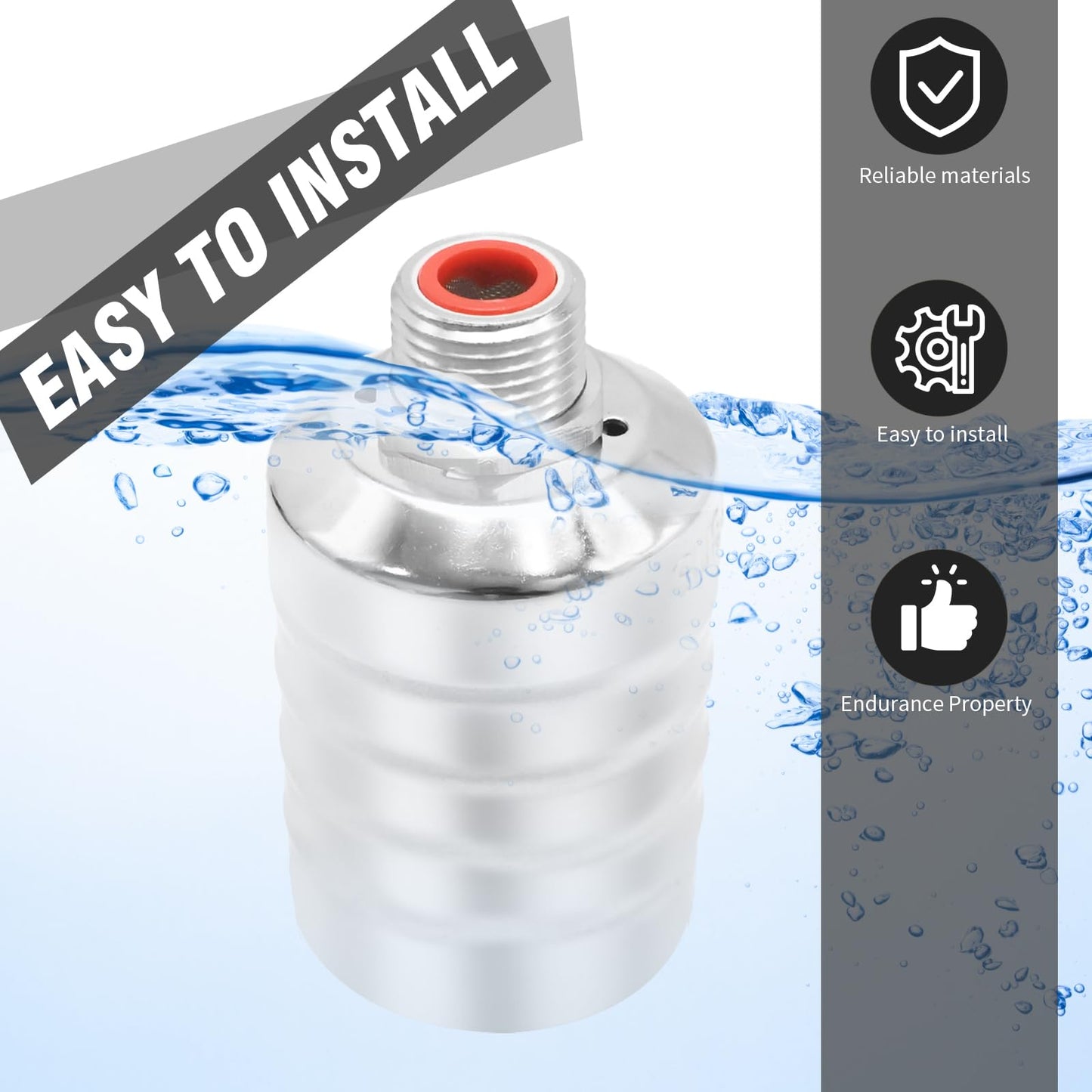 VIKKSAER 2Pcs 1/2" Auto Water Level Control Float Valve, 304 Stainless Steel, Automatic Water Level Controller for Water Tanks, Fish Ponds, Livestock Troughs, Hydroponics, Pool
