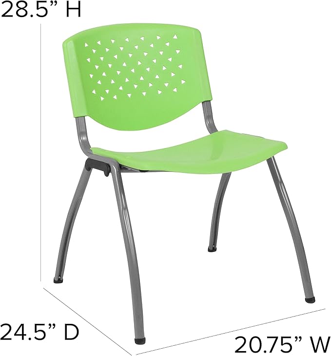Flash Furniture HERCULES -5 Pack 880 lb. Capacity Green Plastic Stack Chair |