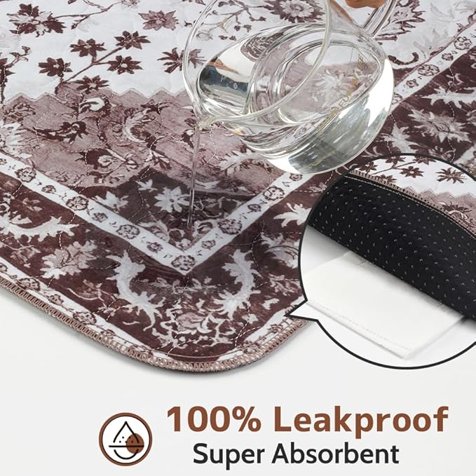Washable Pee Pads for Dogs, 2 Pack Reusable Puppy Training Pads 48"x32" Super Absorbent Waterproof Dog Training Pads, Non-Slip Potty Pads, Whelping Pads Litter Mat Light Brown Medallion
