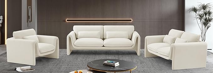 Meridian Furniture 199Cream-C Sloan Collection Modern | Contemporary Velvet