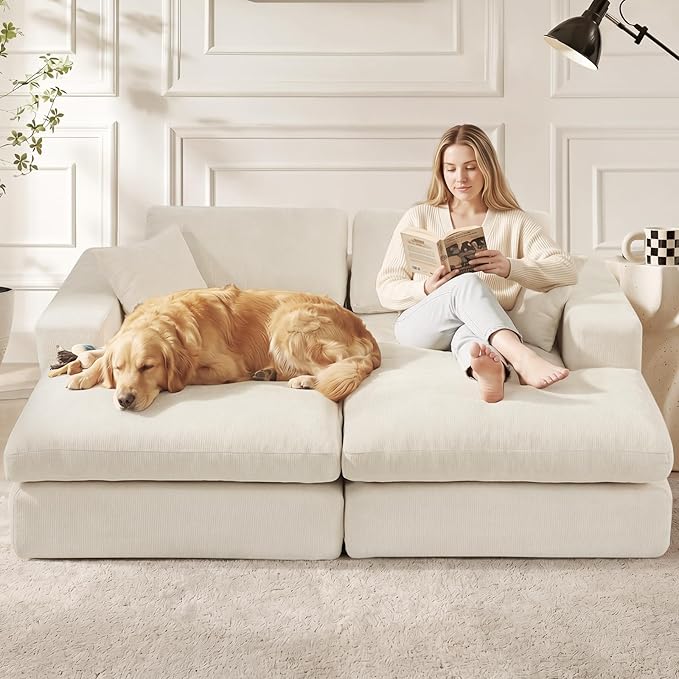 80.7" Oversized Double Chaise Lounge Chair Indoor, Cloud Boneless Sleeper Sofa