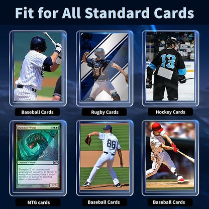 1000 Card Sleeves Hard Plastic, Premium Baseball Card Sleeves, 3" x 4" Trading Cards Holder, Sports Football Game Cards Protectors Top Cases (500 Hard Sleeve + 500 Soft Sleeve)