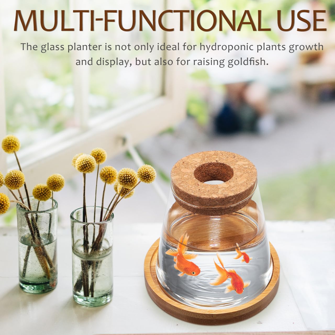 2pcs Glass Plant Propagation Station with Wooden Base Hydroponic Plants Vase for Indoor Decor Glass Terrarium Vase Jars Home Kitchen Decorations and Gifts for Planter Lovers