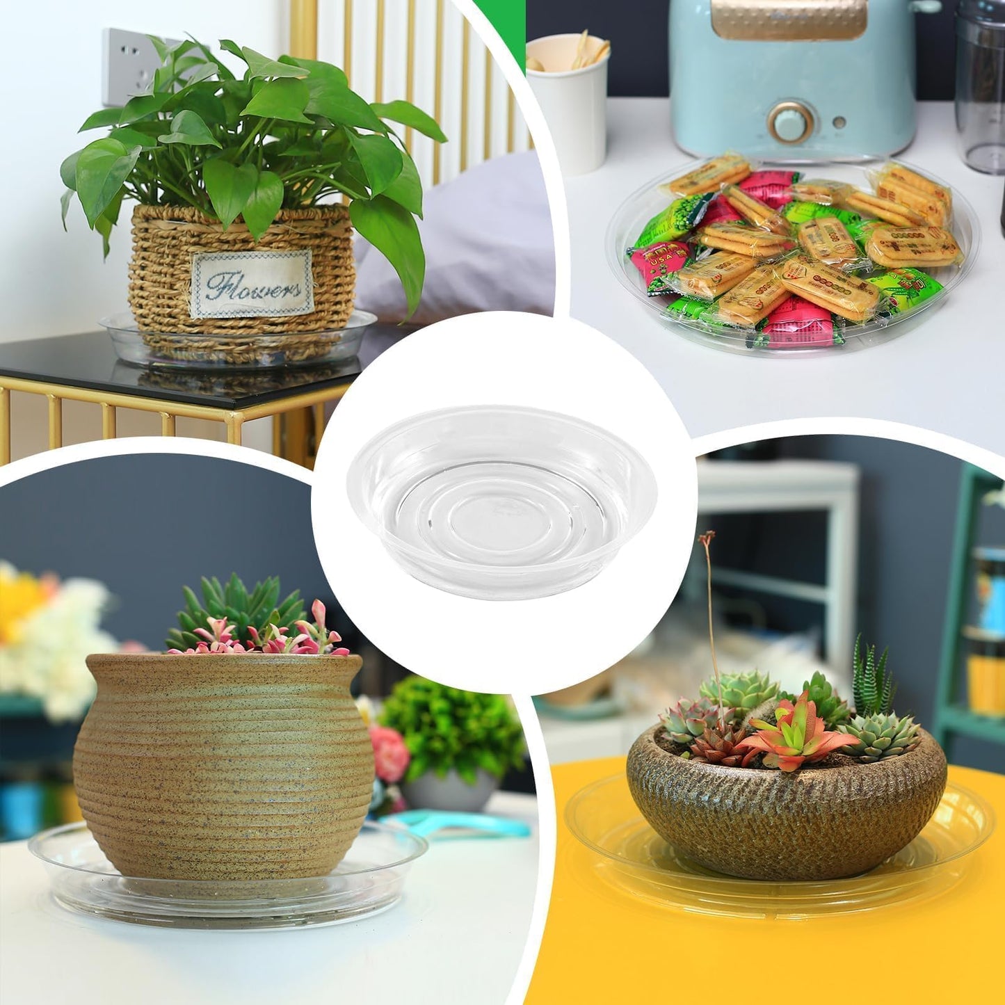 UltraOutlet 40 Pack 4 Inch Plant Saucer Clear Plant Saucers for Indoors Flower Pot Saucers Small Plant Plate Dish Plant Pot Saucers Plant Trays for Pots Bulk