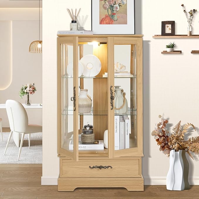 Lighted Glass Curio Display Cabinet
