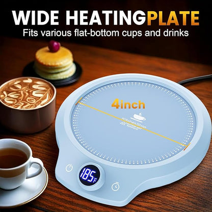 Fast Heating Mug Warmer - 4 Temp Settings & 1-12H Timer, Coffee Cup Warmer Plate for Desk Auto Shut Off, Ideal Beverage Warmer Gift for Coffee, Tea, Milk (Blue)