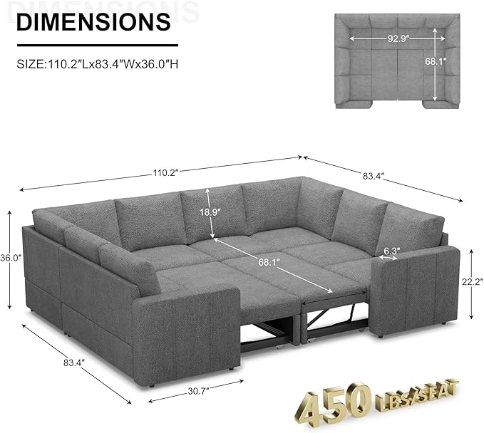 Belffin Modular Sectional Sleeper Sofa Bed