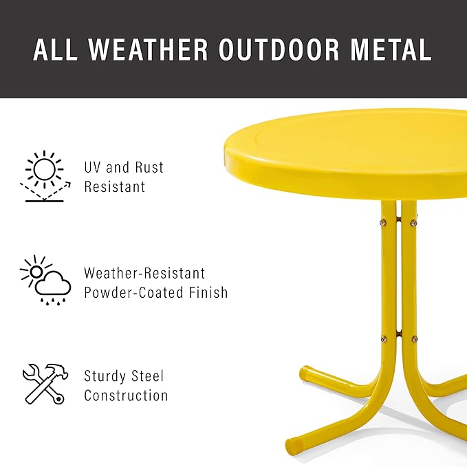 Crosley Furniture Griffith Weather Resistant Retro Metal Outdoor Side Table