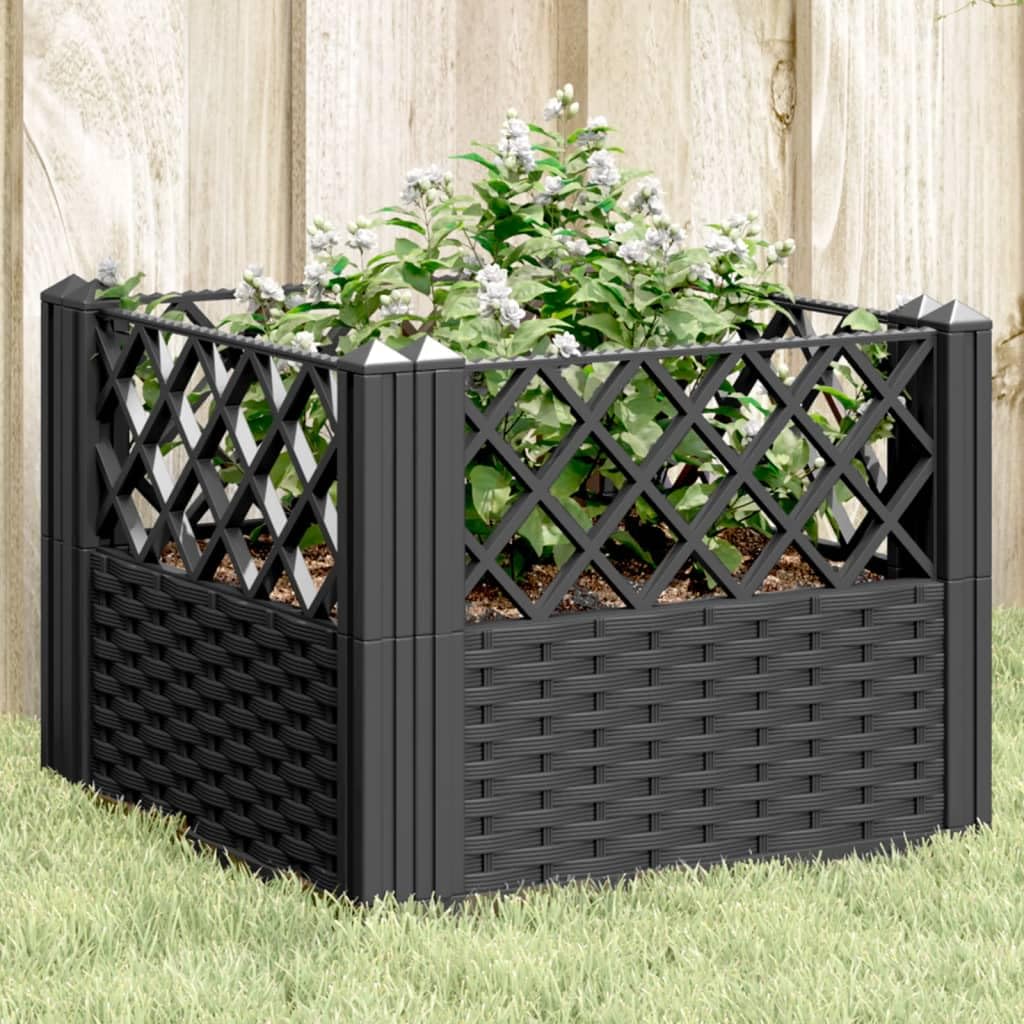 Makastle Garden Planter, Decorative Outdoor Flowerpot for Vegetables, Flowers and Succulents in for Patio, Front Porch, 17.1x17.1x17.1 in Black Polypropylene