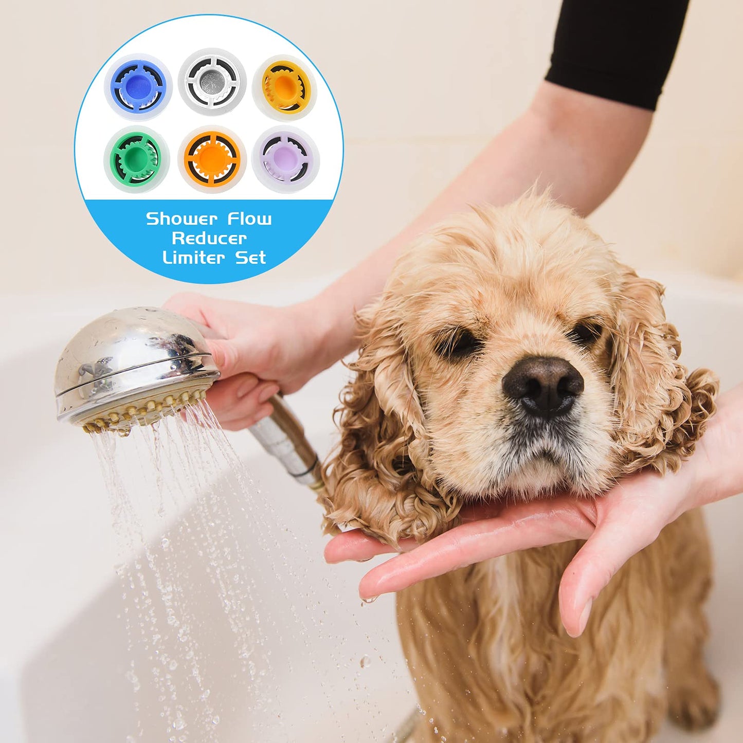 Honoson 1 Set Shower Flow Reducer Limiter Set 1/2 Inch Flow Restrictor Control Valve for Fixed Handheld and Shower Head 1.2/1.5/1.8/2/ 2.2/2.5 Gpm