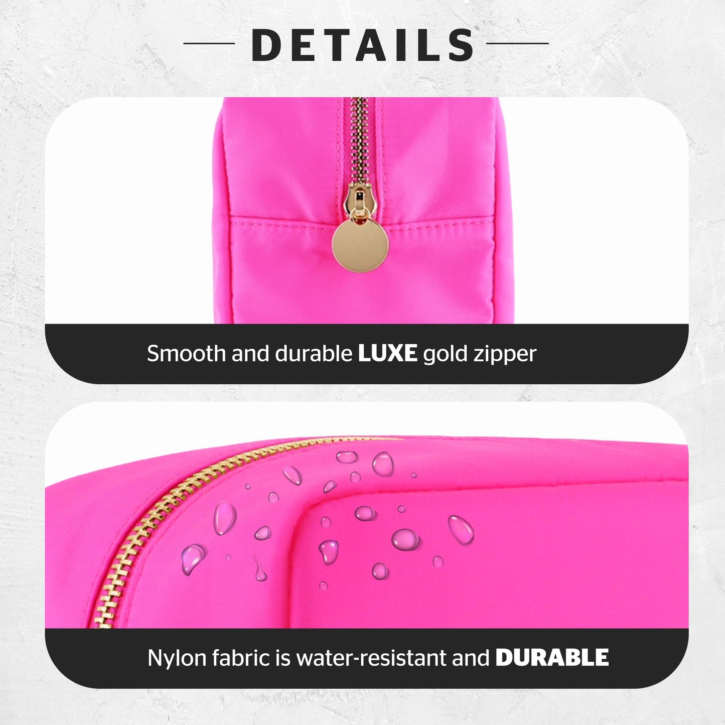 DANCOUR Large Pink Makeup Bag – Nylon Cosmetic Pouch, Travel Makeup Organizer Case, Spacious Makeup Bag for Toiletries, Beauty Essentials & Cosmetics