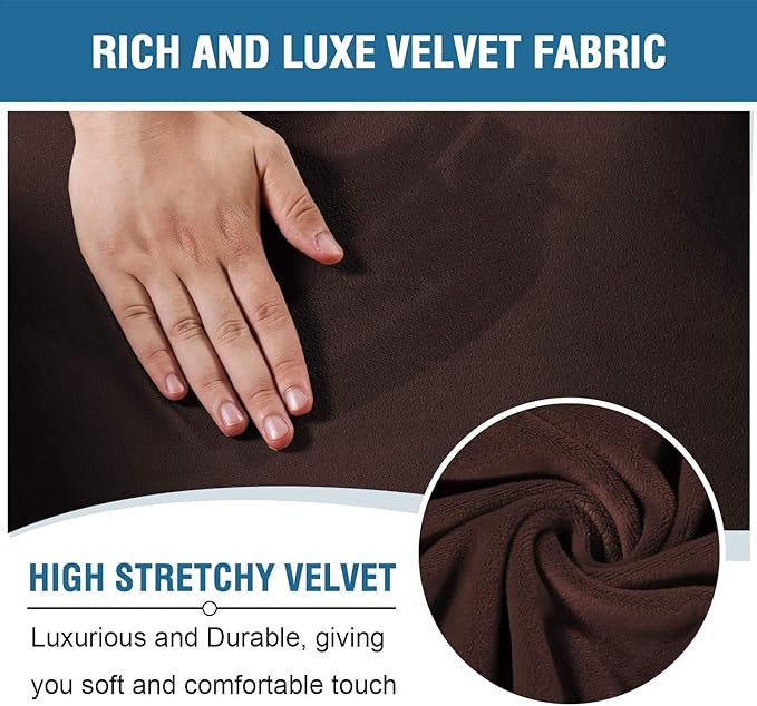 H.VERSAILTEX Velvet Stretch Recliner Couch Covers 6-Pieces Recliner Loveseat