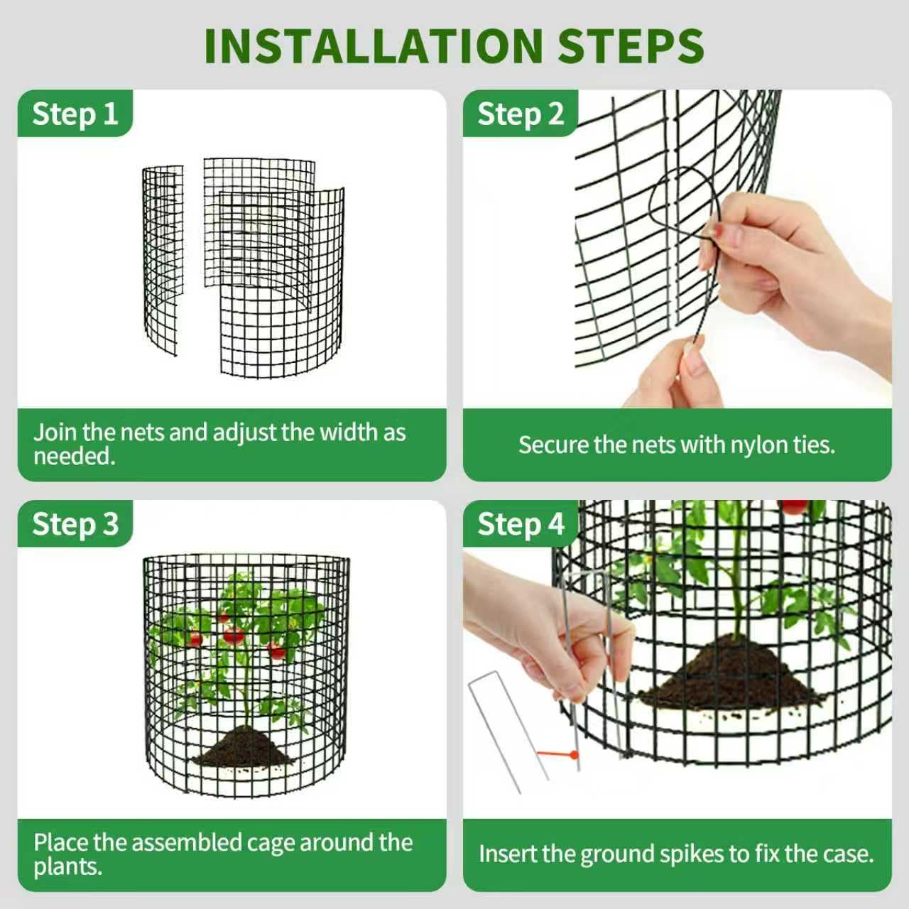 10 Packs Round Plant Protector from Animals,Metal Wire Mesh Garden Plant Cages for Outdoor Gardening Supplies, Garden Protection Rabbits Chickens Ducks for Vegetables, Flowers, Shrubs (12'' x 12'')
