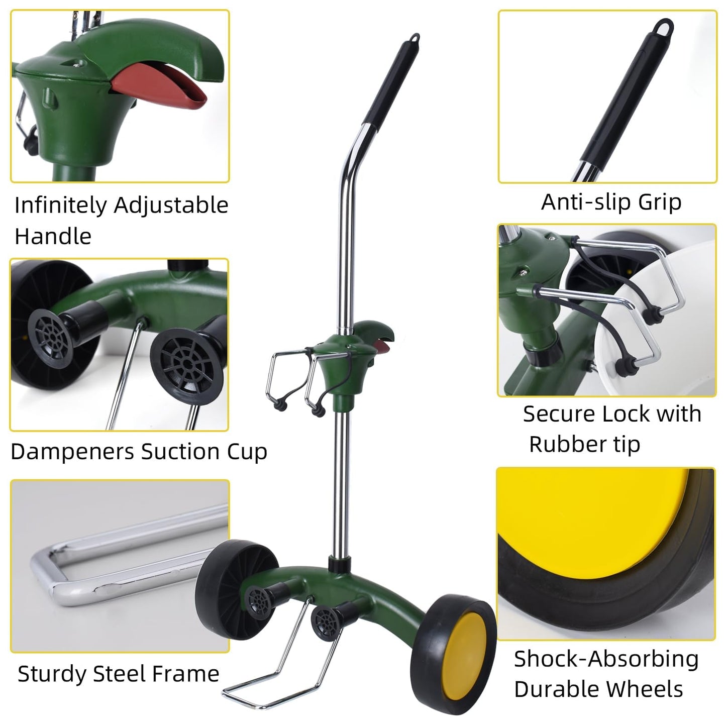 EZwoks Plant Caddy Plant Dolly with Wheels Heavy Duty,Adjustable Grabbing Arm Plant Rollers for Outdoor Plants,Fits Pots from 8" to 30" High & Max 165 Lbs Weight Capacity