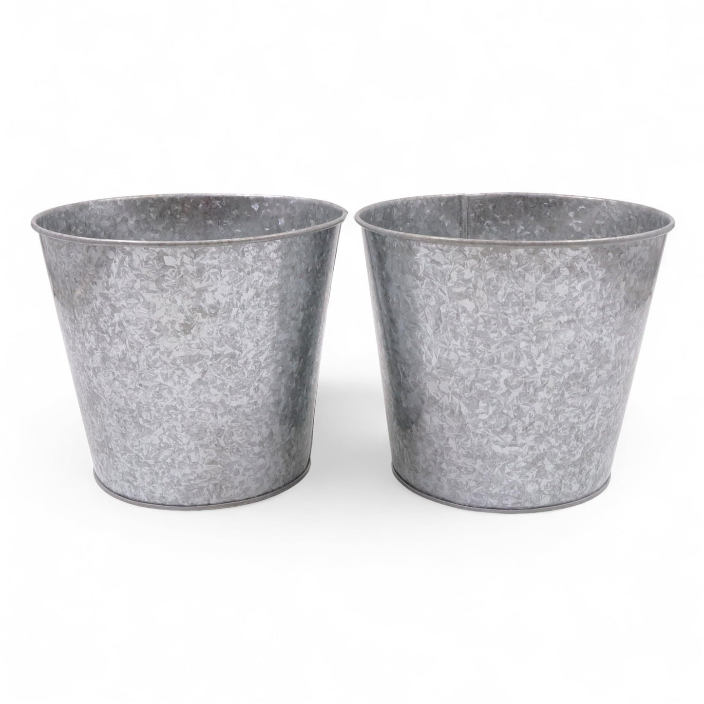 Hosley Set of 2 Galvanized Metal Buckets with Liner – Farmhouse Planters, Floral Arrangements, Storage & Candle Decor Indoor Outdoor Rustic Home Decor Pots