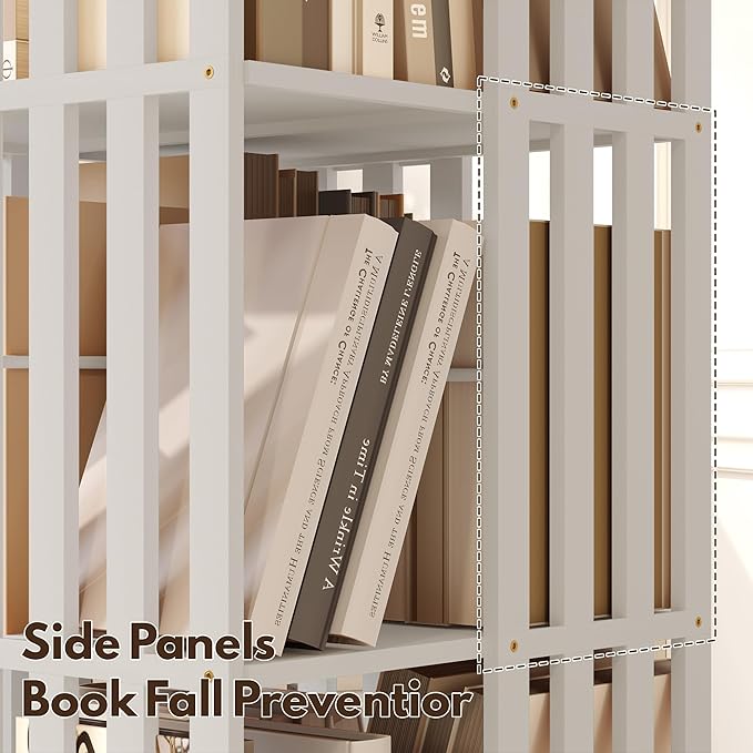 YOWOS Rotating Bookshelf Tower, 360° Display Spinning Bookcase, Bamboo