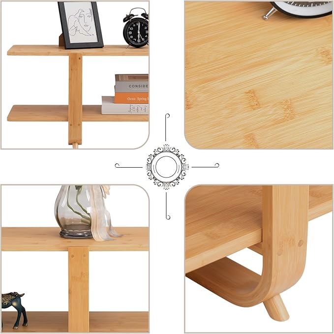 HollyHOME Bamboo TV Stand with Storage