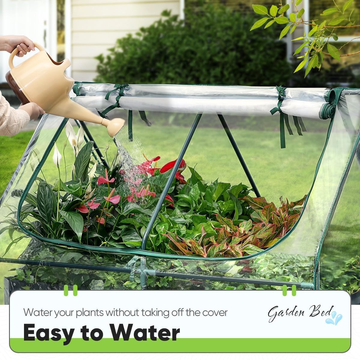 Quictent Raised Garden Bed Galvanized Raised Beds for Gardening Vegetables with Cover 4x3x2 ft Tall Metal Planter Box Outdoor Use (Clear)