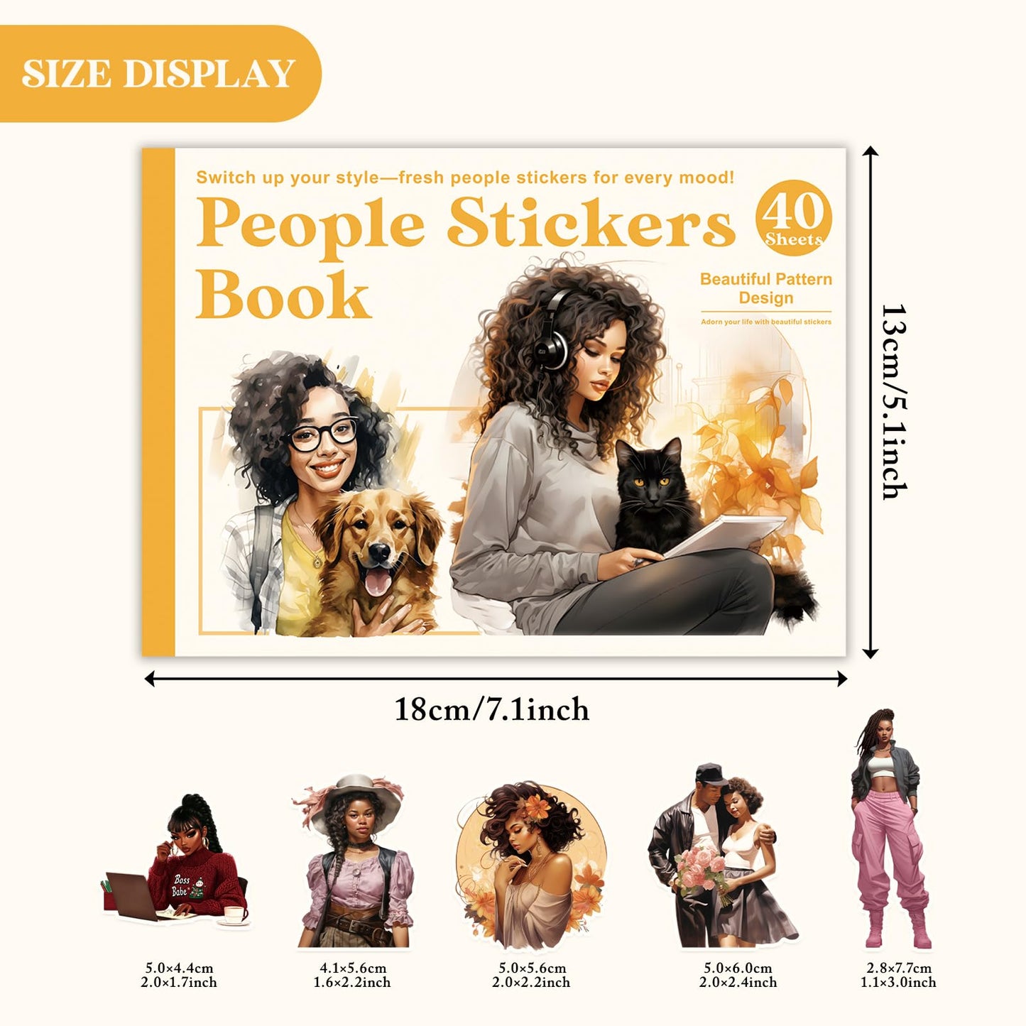 Bomichi Black Girl Sticker Book, 40 Sheets 283 Pcs Journaling Scrapbooking Stickers for Journaling Scrapbooking Bullet Journals Planners Letter Card Making Collage Art Crafts Water Bottle