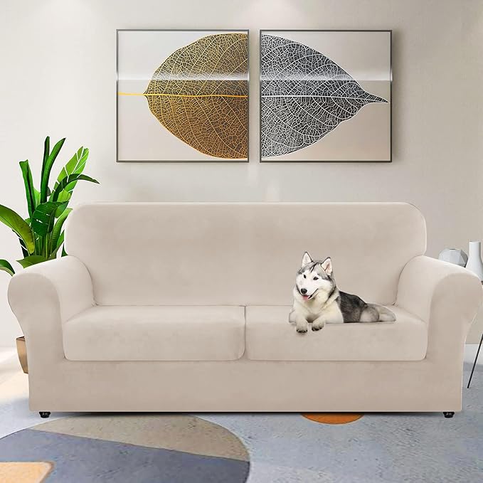 ZNSAYOTX Oversized Velvet 3 Piece Couch Cover