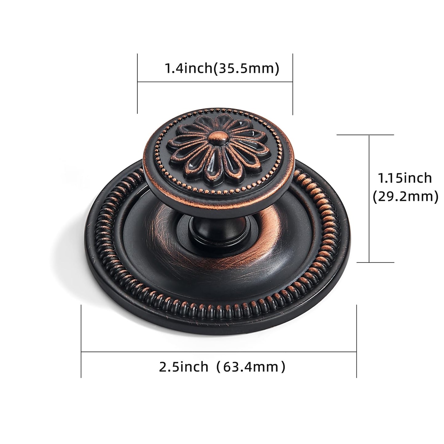 khtumeware 2 Pack 2.5 Inch Oil Rubbed Bronze Cabinet knobs with Backplate,Vintage Backplate for Cabinet knobs and Drawer knobs, Bi-Fold Door Knobs