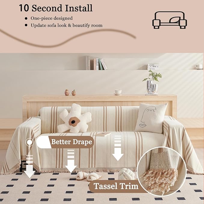 DREAMINGO Couch Cover Reversible Chenille Furniture Protector Sofa Covers