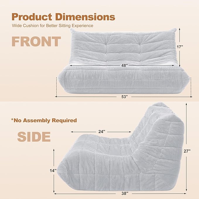 Bean Bag Loveseat Chair Big Sofa Beanbag Chair