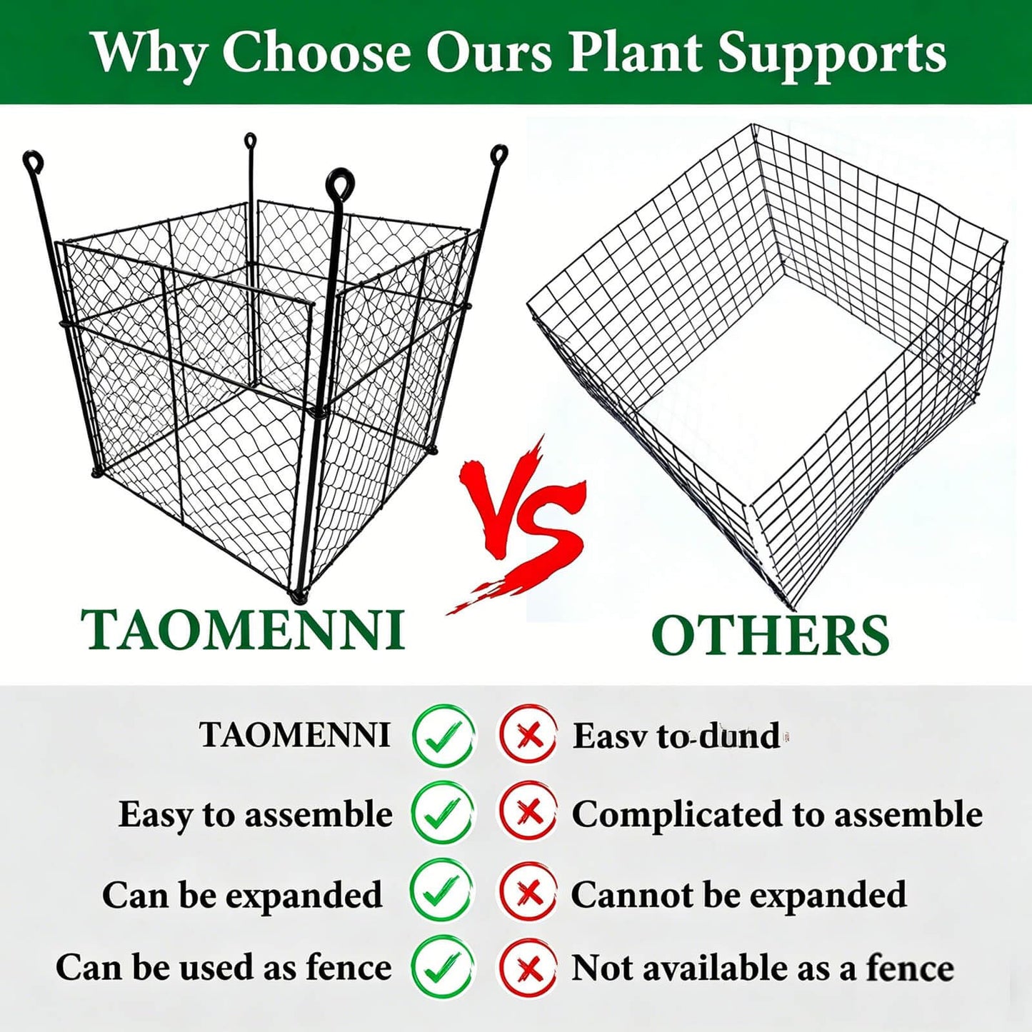 5 Pack Plant Protectors from Animals, 20Pcs 1" Mesh DIY Plant Cages 13.8"x13.8"x12", Metal Garden Animal Barrier with Stakes, Keep Rabbits & Chipmunks Out for Vegetables, Shrubs & New Plants