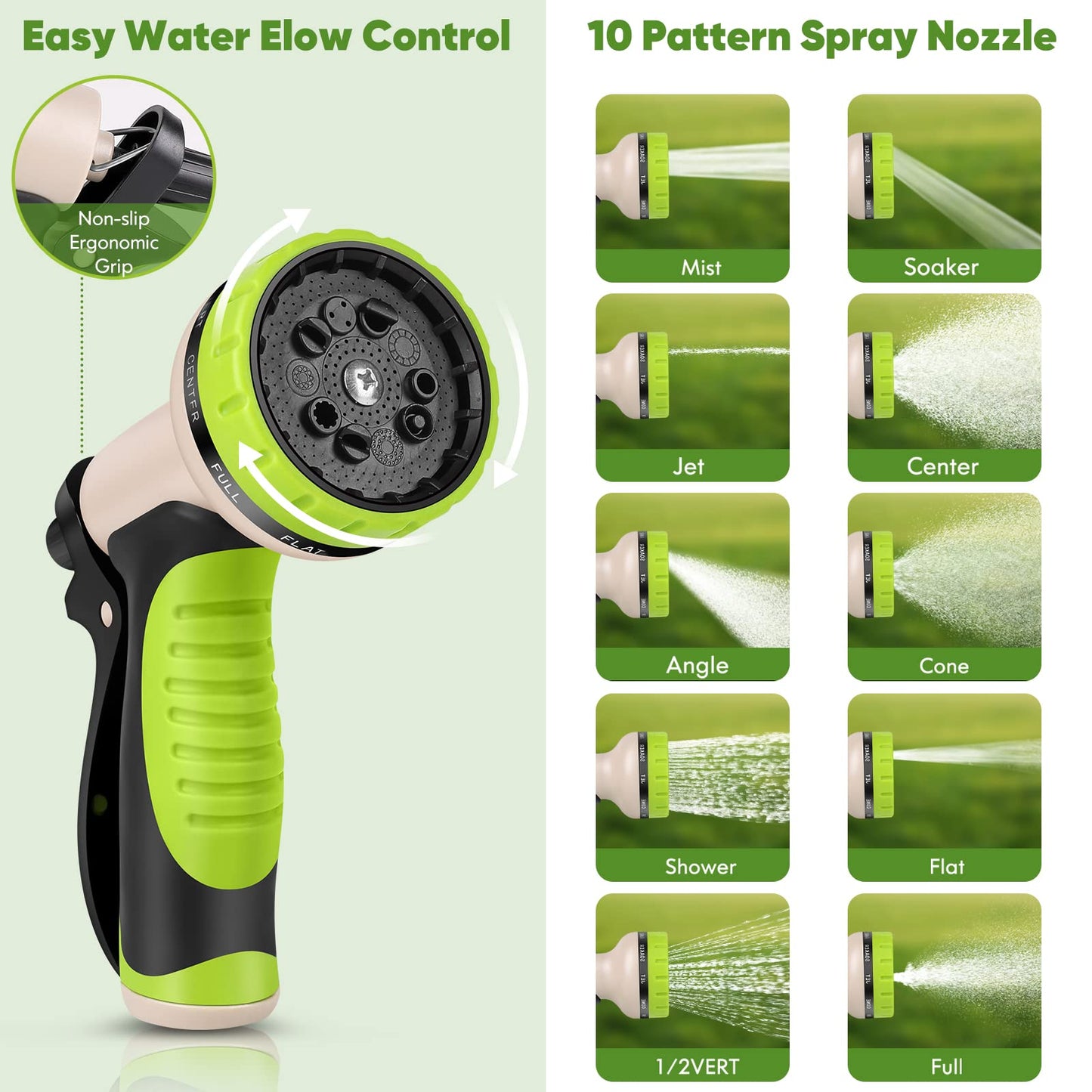 Garden Hose 50 ft, Stainless Steel Water Hose with 10 Function Nozzle Flexible, Heavy Duty, Lightweight, No-Kink, Pet Proof, Puncture Proof Hose Metal for Yard, Outdoor