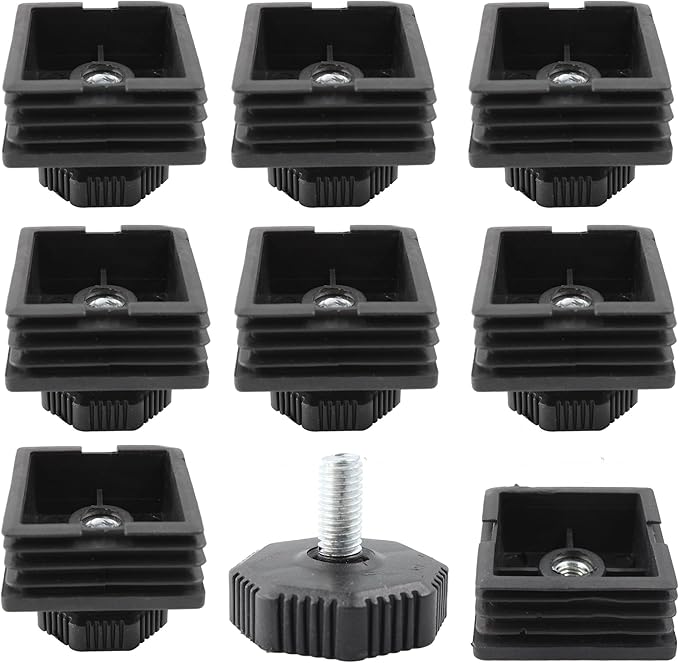8Pcs Adjustable Leveling Feet 50 x 50mm Square Insert Kit Furniture Glide