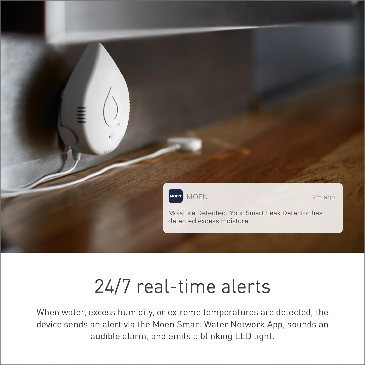 Moen 900-006 Flo by Moen 1-Inch Smart Water Shutoff with 920-004 Flo by Moen Smart Water Detector, 1-Pack