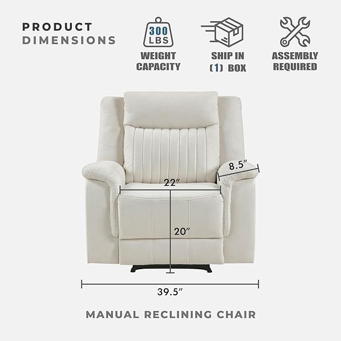 Lexicon Manual Recliner Chair, Polished Microfiber Reclining Sofa Chair
