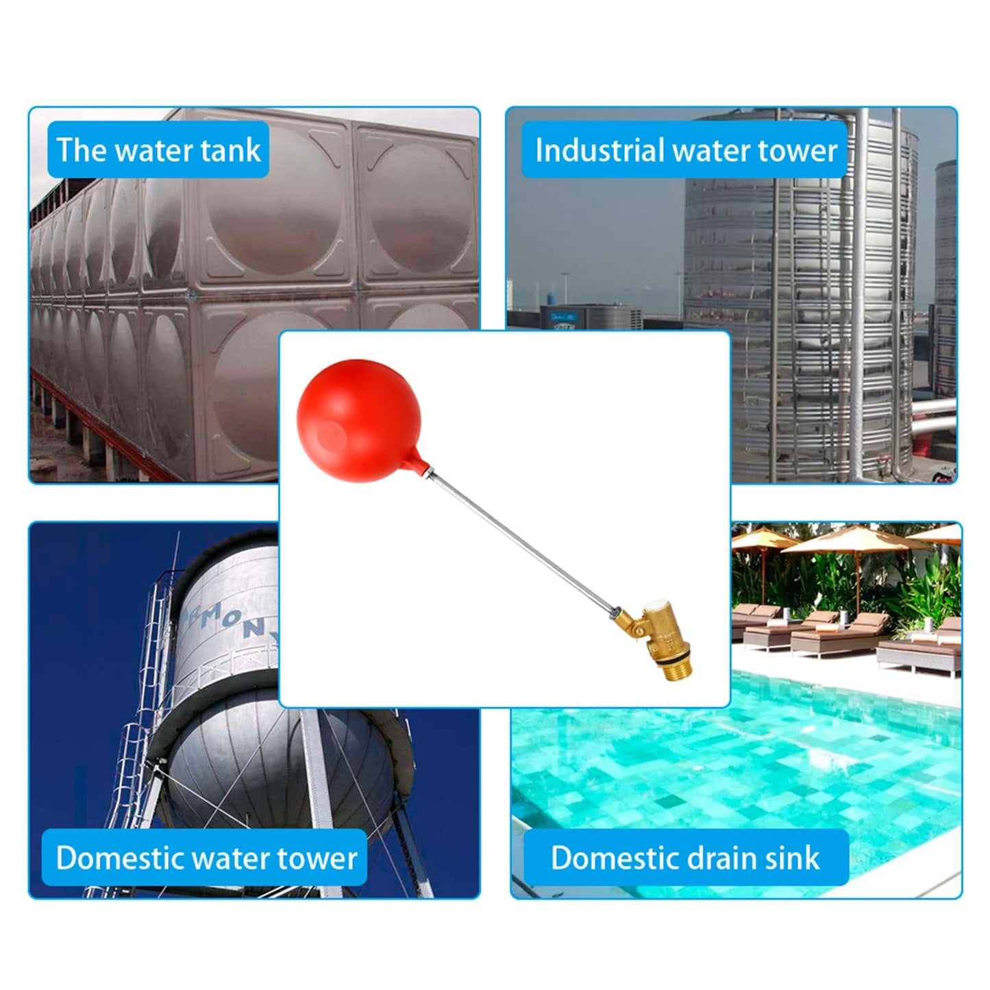 YajuPavilion 3/4 Inch float valve for water tank | water trough float valve| water float valve| Automatic Water Level Control for Water Tanks| Automatic stock tank | With 6 Inch Float Ball(2-Pack)