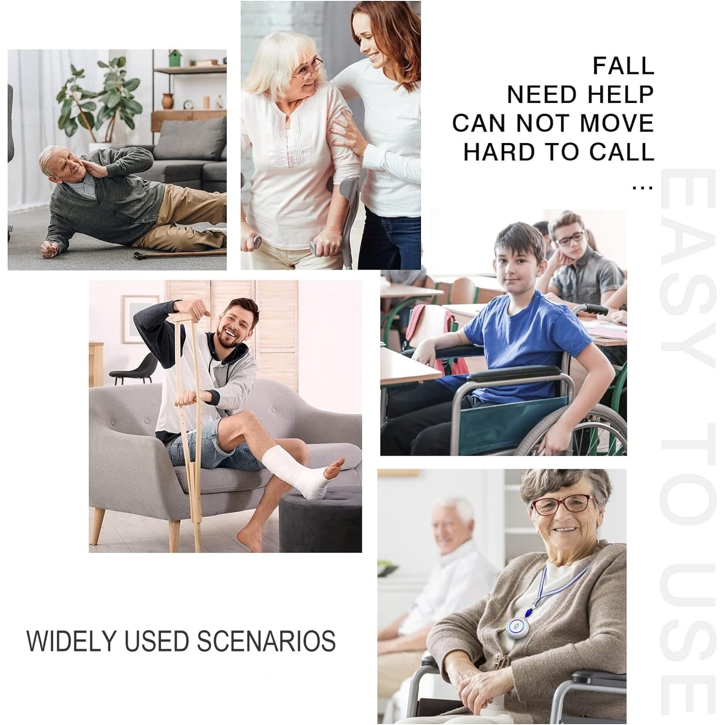 Wireless Caregiver Pager, Medical Alert Systems with 3 Call Buttons and 3 Receivers for Seniors/Elderly at Home, Emergency Panic SOS Call Bell, Nurse Calling & Patient Assistance Alert