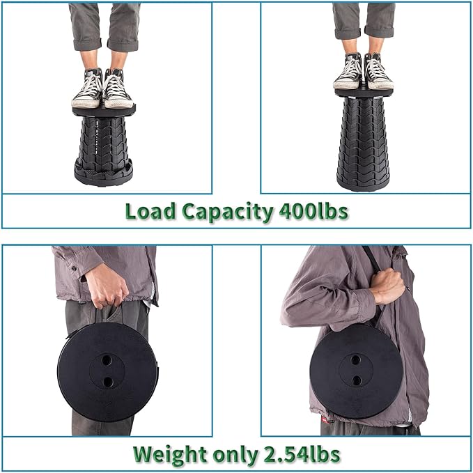 2-Pack Collapsible Stool, Load Capacity 400lbs, Lightweight Yet Sturdy