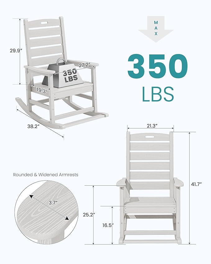 SERWALL HDPE Outdoor Rocking Chair, Oversized Rocking Chair